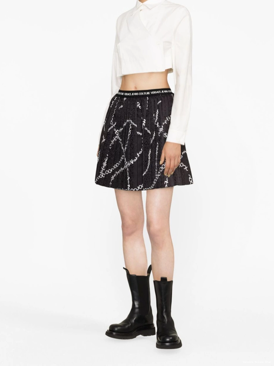 Affordable skirt Versace Women print Couture chain-link Jeans pleated 0728